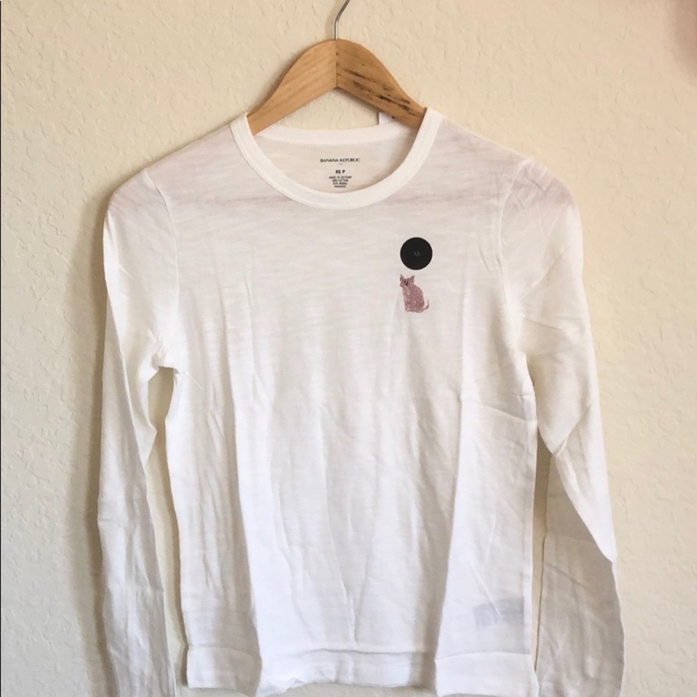 Petite Long-Sleeve Embroidered T-Shirt - Picture 4 of 4